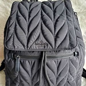 Kate Spade Ellie Black Large Padded Quilted Nylon Backpack